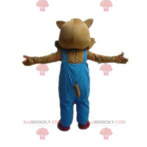 Braunes und beiges Eichhörnchenmaskottchen im Overall -