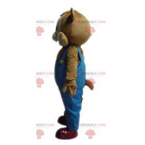 Braunes und beiges Eichhörnchenmaskottchen im Overall -