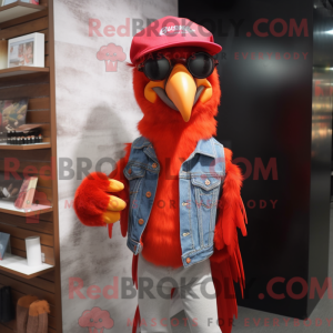 Rød papegøje maskot kostume...
