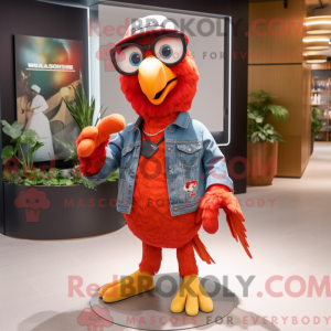 Rød papegøje maskot kostume...