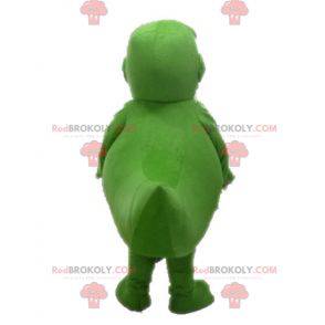 Mascote de dinossauro verde gigante e impressionante -