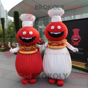 Red Burgers mascot costume...
