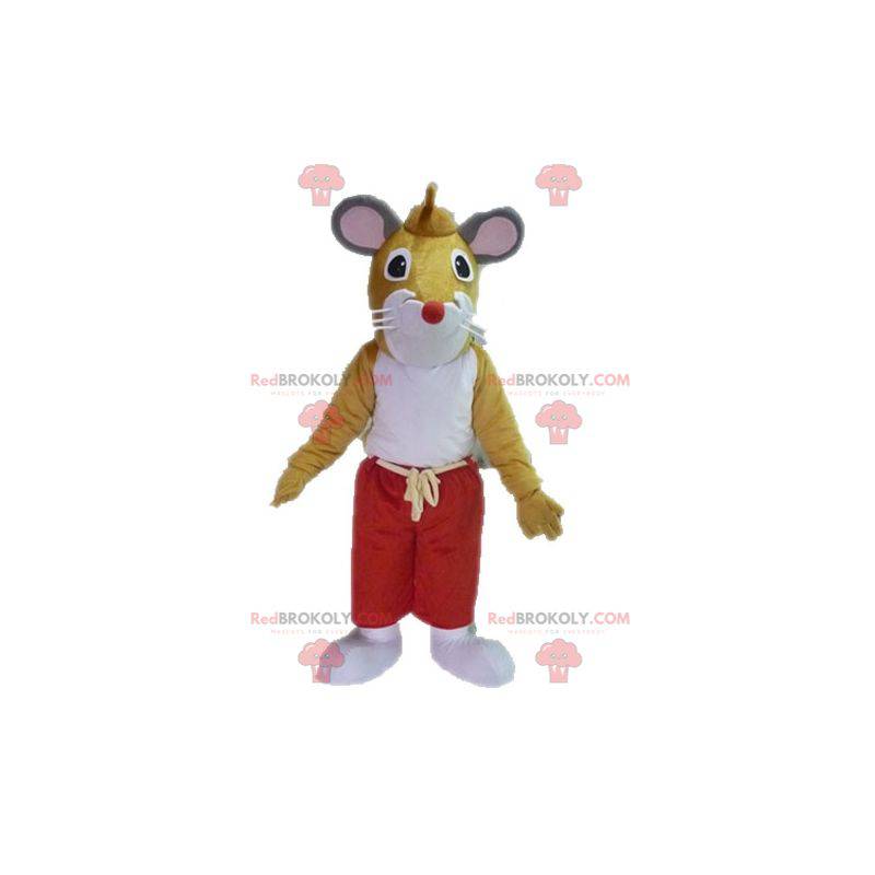 Mascot brun og hvid mus. Kæmpe rotte maskot - Redbrokoly.com