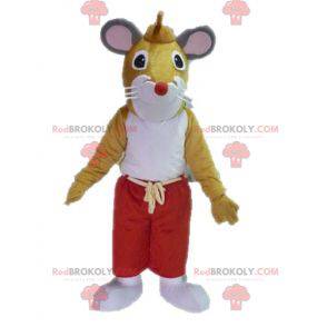 Mascot brown and white mouse. Giant rat mascot - Redbrokoly.com