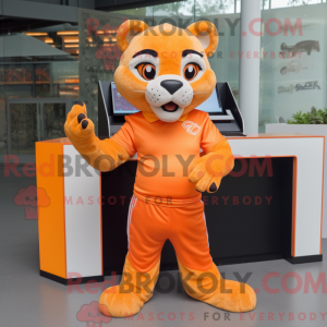 Orange Puma mascot costume...