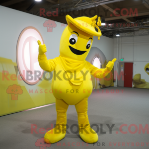 Gul hestesko maskot kostume...