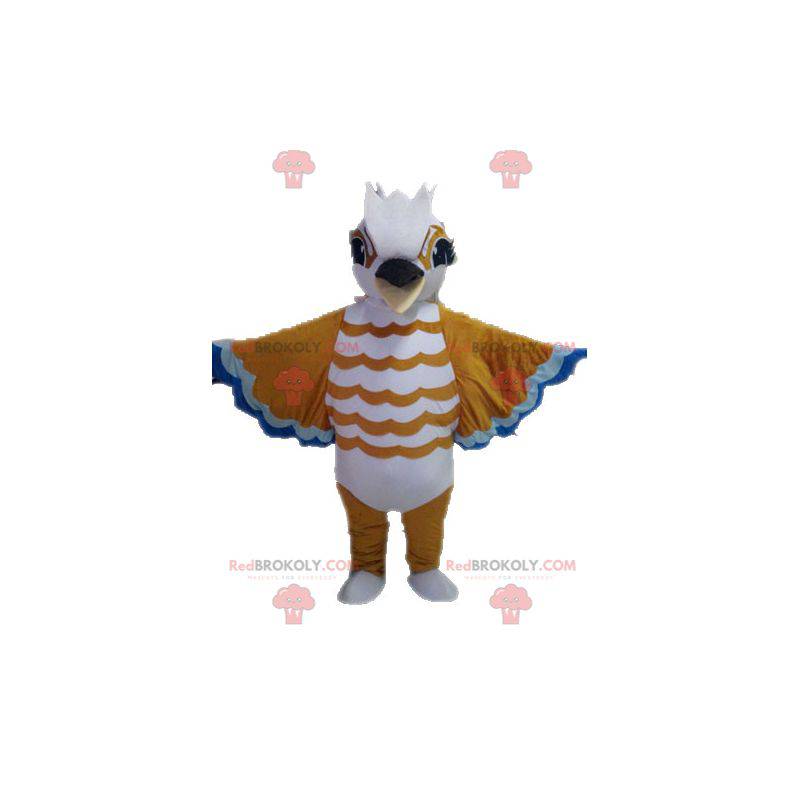 Brown white and blue bird mascot - Redbrokoly.com