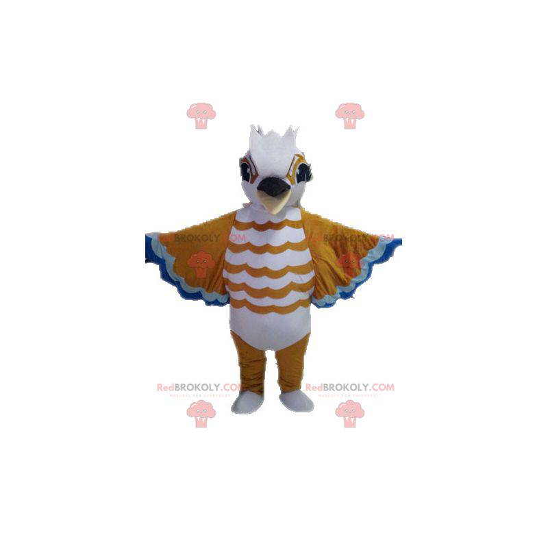 Mascotte uccello marrone bianco e blu - Redbrokoly.com