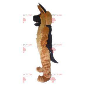 Mascote gigante cão pastor alemão marrom e preto -