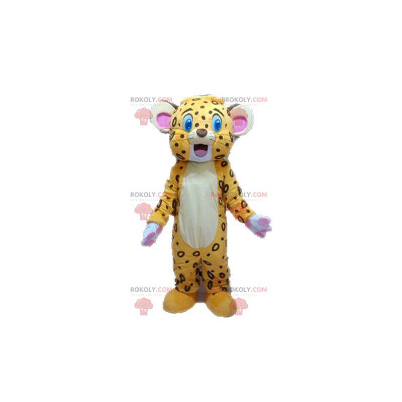 Mascot gele en bruine tijger. Leeuwenwelp mascotte -
