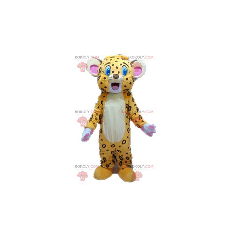 Maskottchen gelber und brauner Tiger. Löwenbaby Maskottchen -