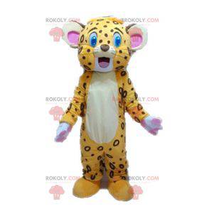 Mascot gele en bruine tijger. Leeuwenwelp mascotte -