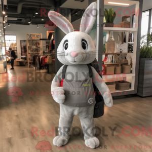 Grå kaninmaskotdraktfigur...