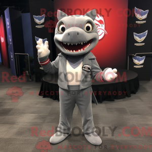 Gray Shark maskot kostume...