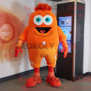 Fantasia de mascote de ciclope laranja com bermuda e luvas - Mascotes laranja - REBROKO_214798 - RedBrokoly.com