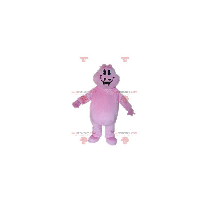Giant and smiling pink pig mascot - Redbrokoly.com