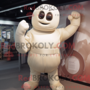 Fantasia de mascote Luva de Boxe bege com macacão e faixas - Mascotes de boxe - REBROKO_214841 - RedBrokoly.com