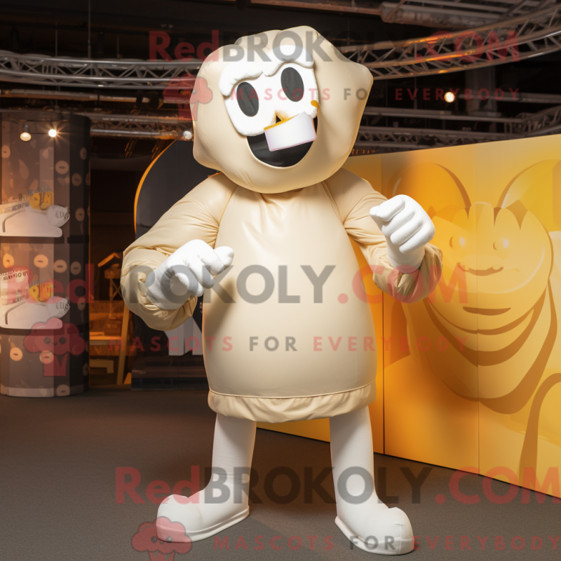 Fantasia de mascote Luva de Boxe bege com macacão e faixas - Mascotes de boxe - REBROKO_214842 - RedBrokoly.com
