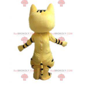 Mascote gato preto e branco amarelo com óculos - Redbrokoly.com