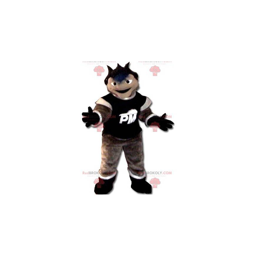 Mascot bruin wit en zwart man - Redbrokoly.com