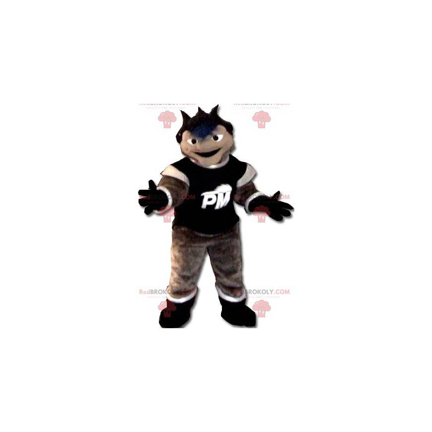 Mascot marrón hombre blanco y negro - Redbrokoly.com