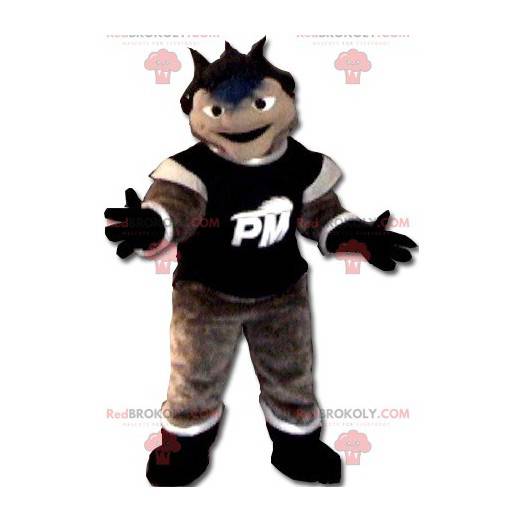 Mascotte de bonhomme marron blanc et noir - Redbrokoly.com