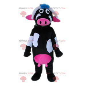 Mascotte de vache noire rose et blanche - Redbrokoly.com