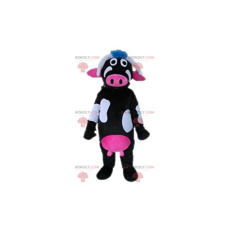 Svart rosa och vit ko maskot - Redbrokoly.com