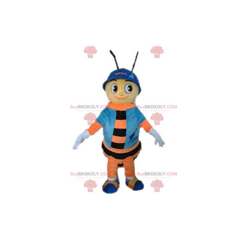 Mascotte d'abeille. Mascotte d'insecte orange et noir -