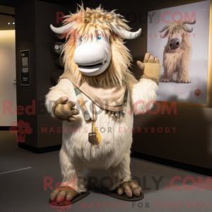 Beige Yak maskot kostume...