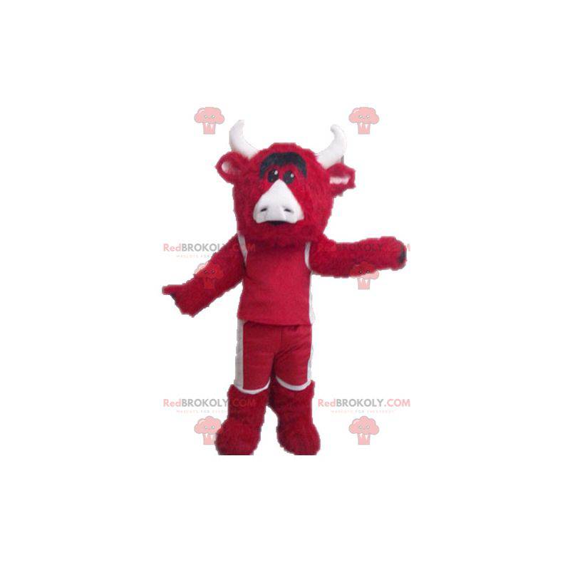 Červený a bílý býk maskot. Maskot Chicago Bulls - Redbrokoly.com