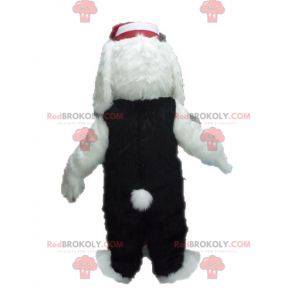 Mascotte de chien blanc et noir doux et poilu - Redbrokoly.com
