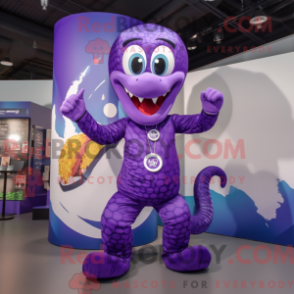 Lila python maskotdräkt med kombidräkt och ringar - Python Mascots - REBROKO_215028 - RedBrokoly.com