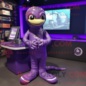 Fantasia de mascote de píton roxa com macacão e anéis - Mascotes Python - REBROKO_215029 - RedBrokoly.com