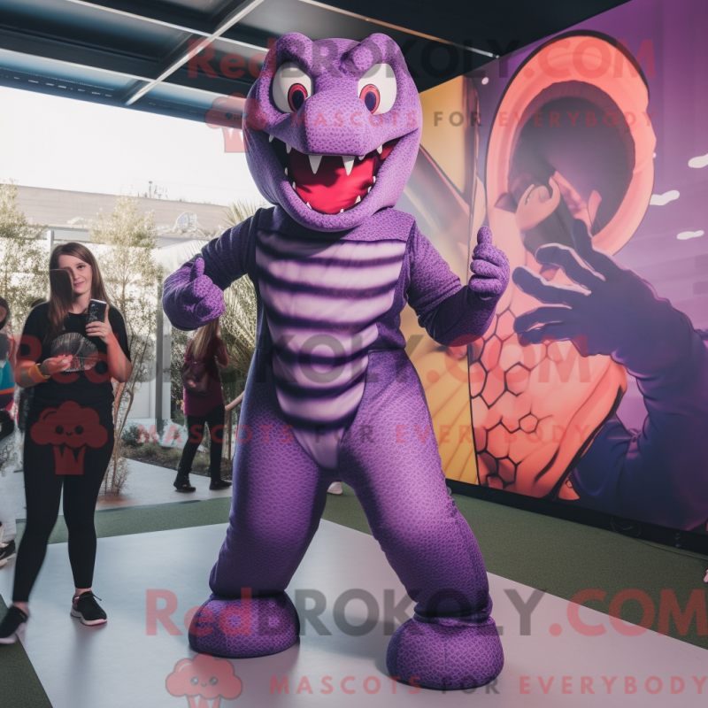 Lila python maskotdräkt med kombidräkt och ringar - Python Mascots - REBROKO_215030 - RedBrokoly.com