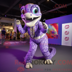 Lila python maskotdräkt med kombidräkt och ringar - Python Mascots - REBROKO_215031 - RedBrokoly.com