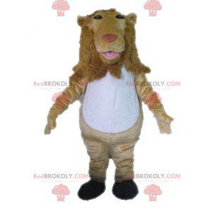 Mascotte de lion beige et blanc géant - Redbrokoly.com