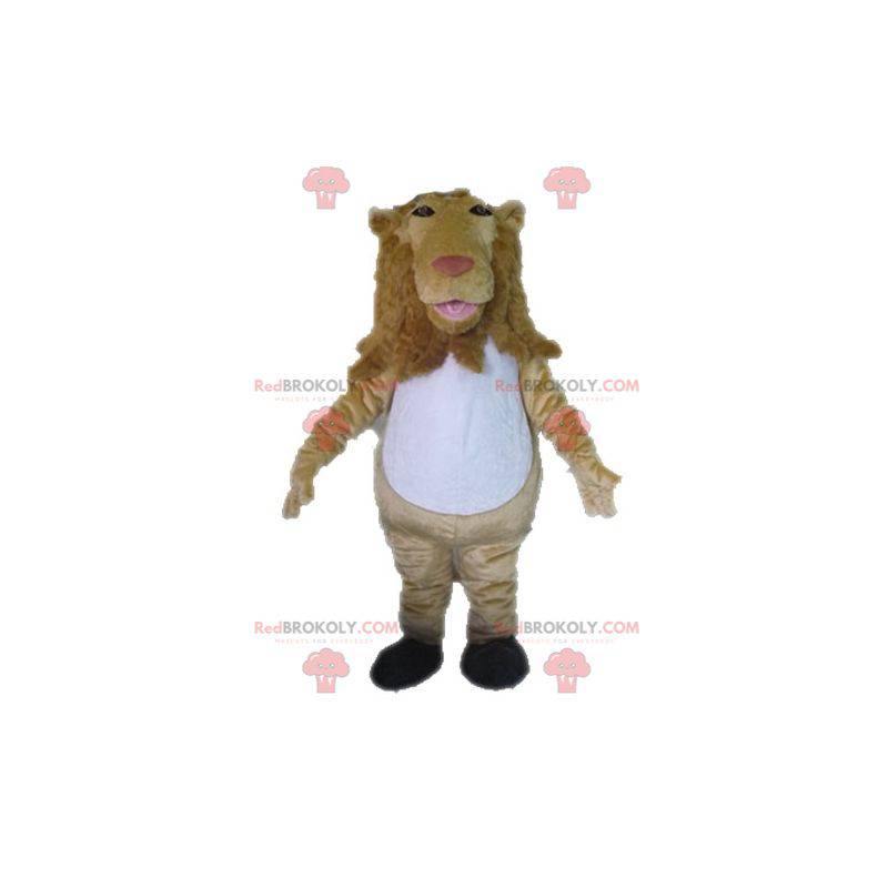 Mascote gigante leão bege e branco - Redbrokoly.com