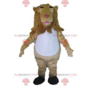Mascote gigante leão bege e branco - Redbrokoly.com