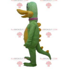 Mascotte de dinosaure vert et jaune géant - Redbrokoly.com