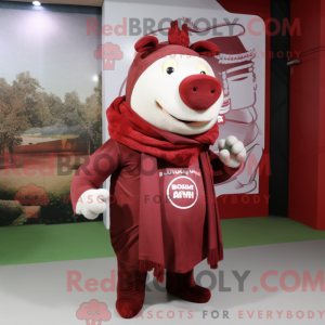 Maroon Sow mascottekostuum...