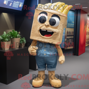 Tan Pop Corn mascot costume...