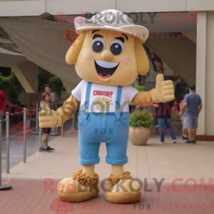 Tan Pop Corn mascot costume...
