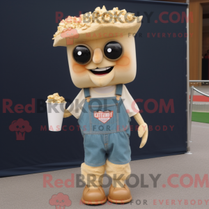 Tan Pop Corn mascot costume...