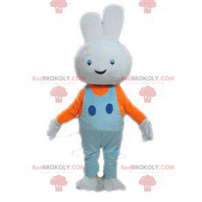 Mascota conejo blanco con overol azul - Redbrokoly.com