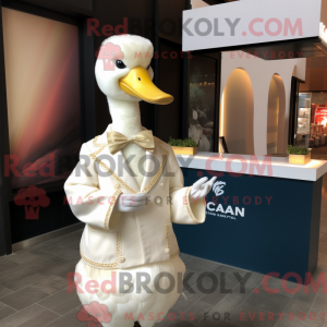 Cream Swan maskotdraktfigur...