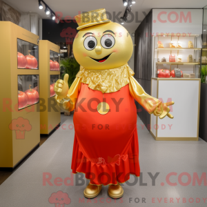 Guld tomat maskot kostume...