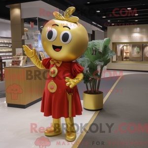 Guld tomat maskot kostume...