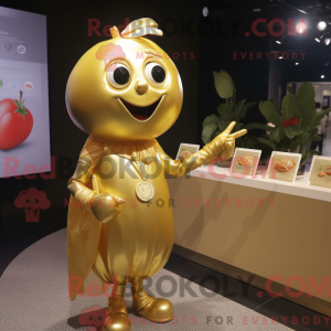 Guld tomat maskot kostume...