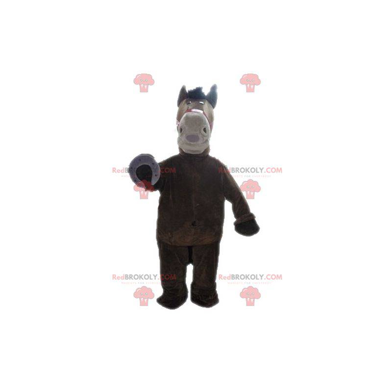 Riesiges braunes und beige Pferdemaskottchen - Redbrokoly.com